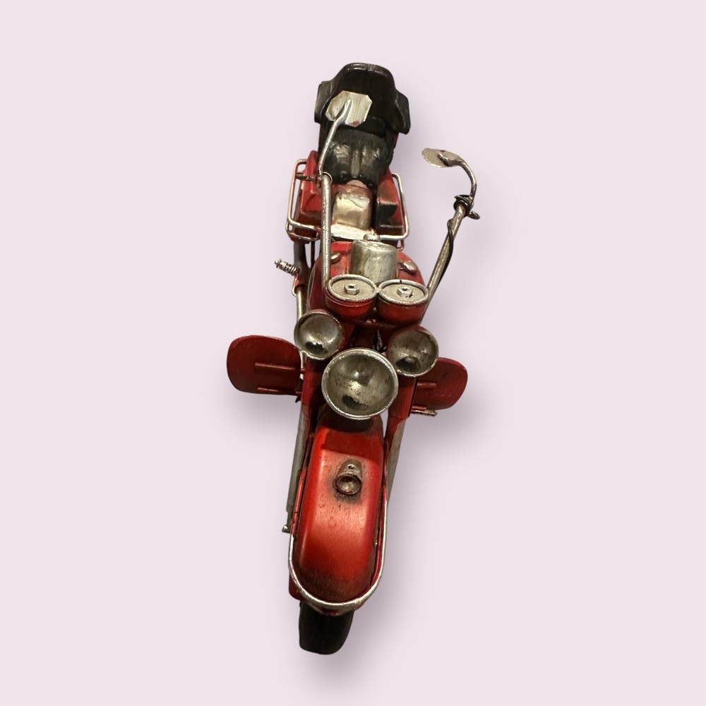 Vintage Red Metal Motorcycle Model Home Decor - Picture 10 of 11